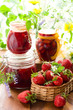 strawberry jam and fresh strawberries