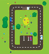 Road with fields, meadows and trees. The top view. Road with fields, meadows and trees. The top view.