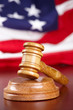 Judges gavel with flag