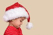 Mixed race girl  in a santa hat