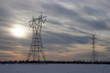 Electric powerlines over sunrise