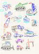 Vector elements of design stylised under children's drawing a pe
