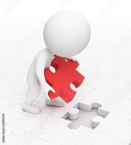 Illustration : 3d small people - puzzle 3d small people - puzzle