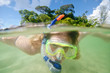 Woman is doing snorkeling