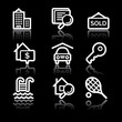 White contour real estate web icons V2