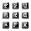 Vacation web icons, black square glossy buttons series Vacation web icons, black square glossy buttons series