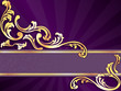 Purple horizontal banner with gold filigree