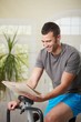Man doing exercise at home