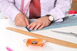 Dressmaker cutting fabric - A series of TAILOR related images. Dressmaker cutting fabric - A series of TAILOR related images.