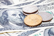 coins on dollar background