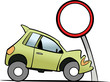 Car smashes up a traffic sign Car smashes up a traffic sign
