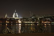Picturesque nightlife: bicycles on Thames riverside