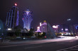 The construction scene of highrise casino building. The construction scene of highrise casino building.
