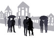 The City. Silhouette people.