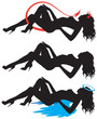 set of three lay down black silhouettes of sexy women set of three lay down black silhouettes of sexy women