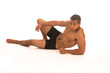 beautiful black male athlete in studio with white background