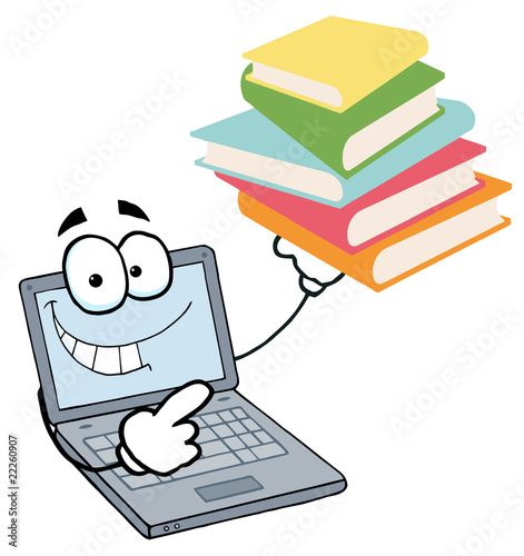 Laptop Guy Holding A Stack Of Books Laptop Guy Holding A Stack Of Books