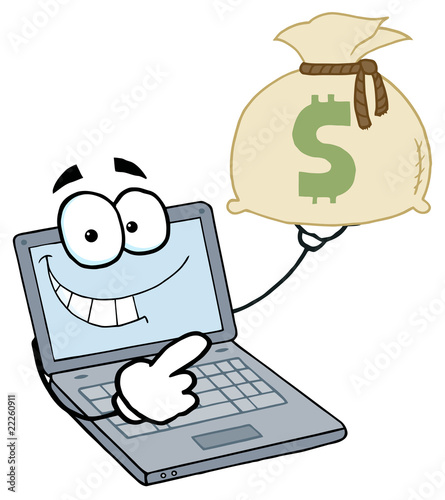 Cartoon Characters Money. Laptop Cartoon Character