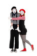 portrait of mimes. happy woman embracing man
