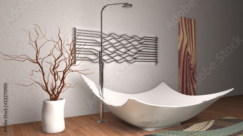 Illustration: Vasca da bagno con quadro e termoarredo Vasca da bagno con quadro e termoarredo