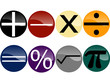Set of Math Symbols on Multi-Colored Buttons