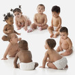 Studio shot of babies sitting in circle