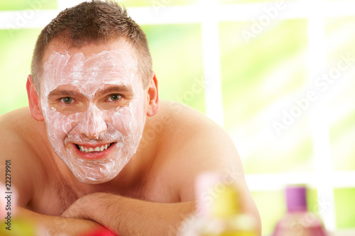 Photo: Man in spa with mask Man in spa with mask
