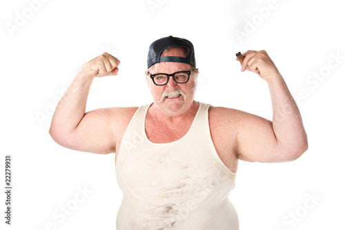 Photo: Flexing large man Flexing large man