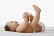 Russian baby playing with toes