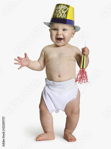 Photo: Baby wearing Happy New Year hat Baby wearing Happy New Year hat