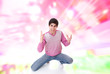 handsome man over abstract  background
