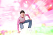 handsome man over abstract  background
