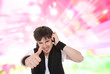 handsome man over abstract  background