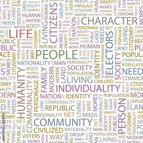 Vector: PEOPLE. Seamless vector pattern with word cloud. PEOPLE. Seamless vector pattern with word cloud.