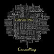 CONSULTING. Word collage on black background.
