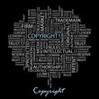 COPYRIGHT. Collage with association terms on black background.