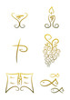 Christliche Symbole: Kelch, Kerze, Bibel, Fisch, ...