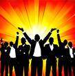 Silhouettes of happy business people