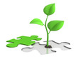 jigsaw puzzle with sprout - growth concept jigsaw puzzle with sprout - growth concept