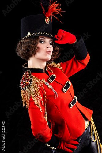 Photo: Sexy woman wearing glamour uniform Sexy woman wearing glamour uniform