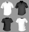Photos : Vector. Men\'s black and white t-shirt and polo shirt template.