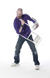 jeune homme air guitare chantant