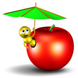 Mela con Verme Cartoon-Apple and Worm Cartoon-3d