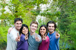Smiling successful happy friends