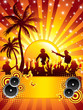 Summer disco party flyer with a dj