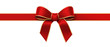Red silk ribbon with golden edges panorama