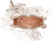 Vintage frame & hibiscus flowers  - vector hand draw