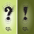 Question and exclamation mark with CO2 sign written as clouds