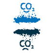 CO2 written as a black smoke clouds on white background