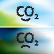CO2 written as a black smoke clouds on clear and polluted sky
